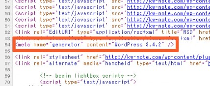 HTMLソースに吐き出されているワードプレスのバージョン
