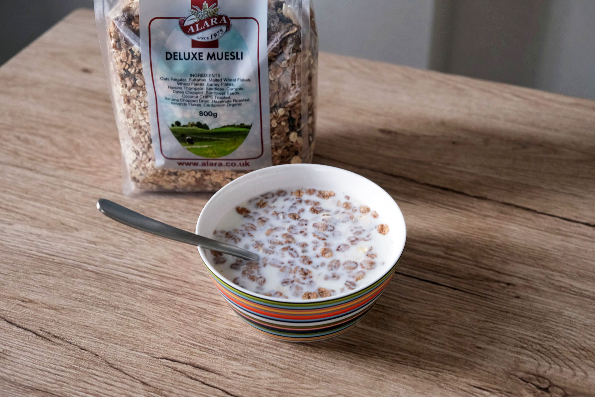 1食分のミューズリーに200gの牛乳をプラス