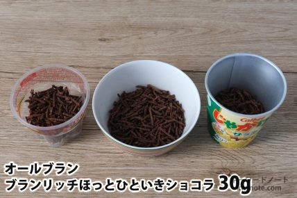 30gを「Bigプッチンプリン」「250mlボウル」「じゃがりこ」に入れた時の目安