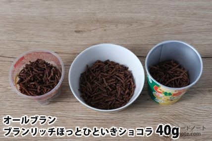 40gを「Bigプッチンプリン」「250mlボウル」「じゃがりこ」に入れた時の目安