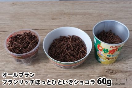 60gを「Bigプッチンプリン」「250mlボウル」「じゃがりこ」に入れた時の目安