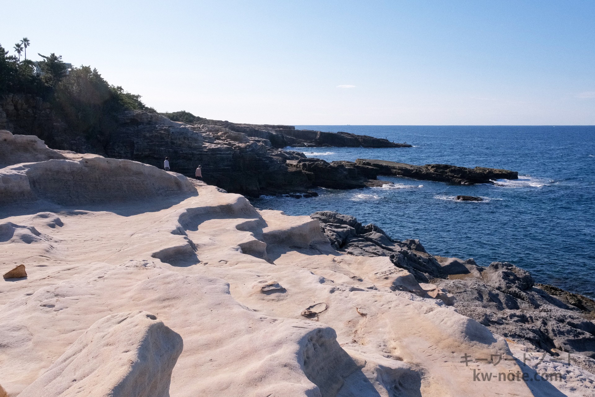 段差のある軟質の岩