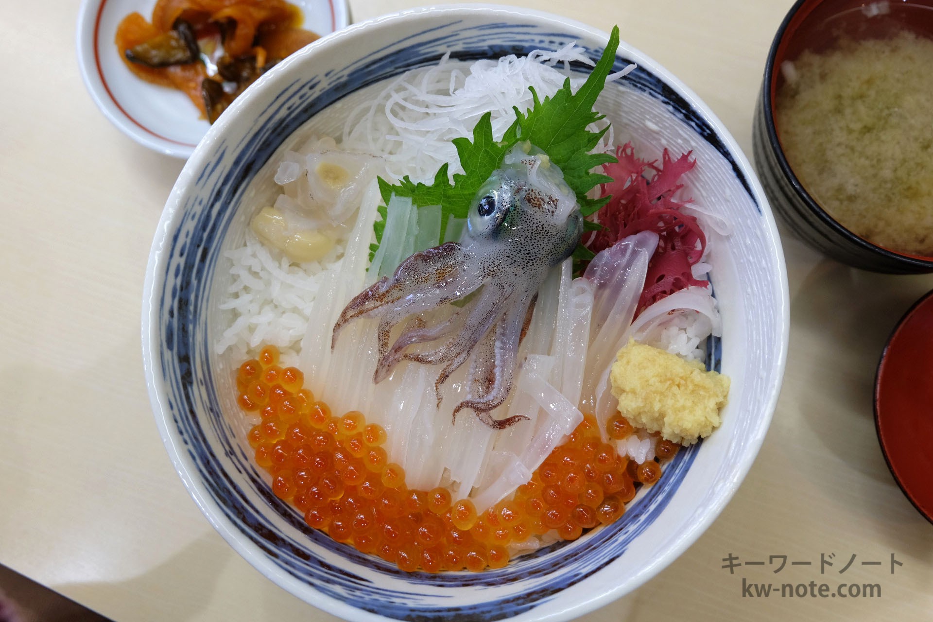 上から見た活いか踊り丼