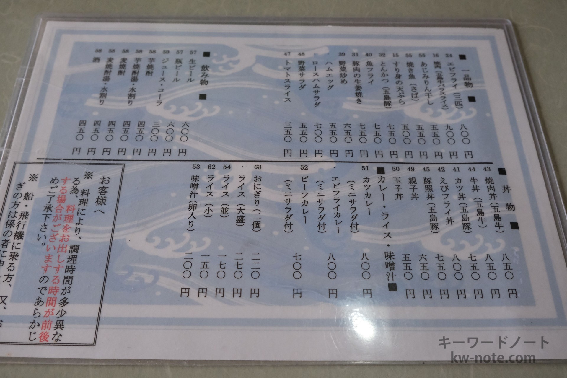 一品物・丼物・飲み物